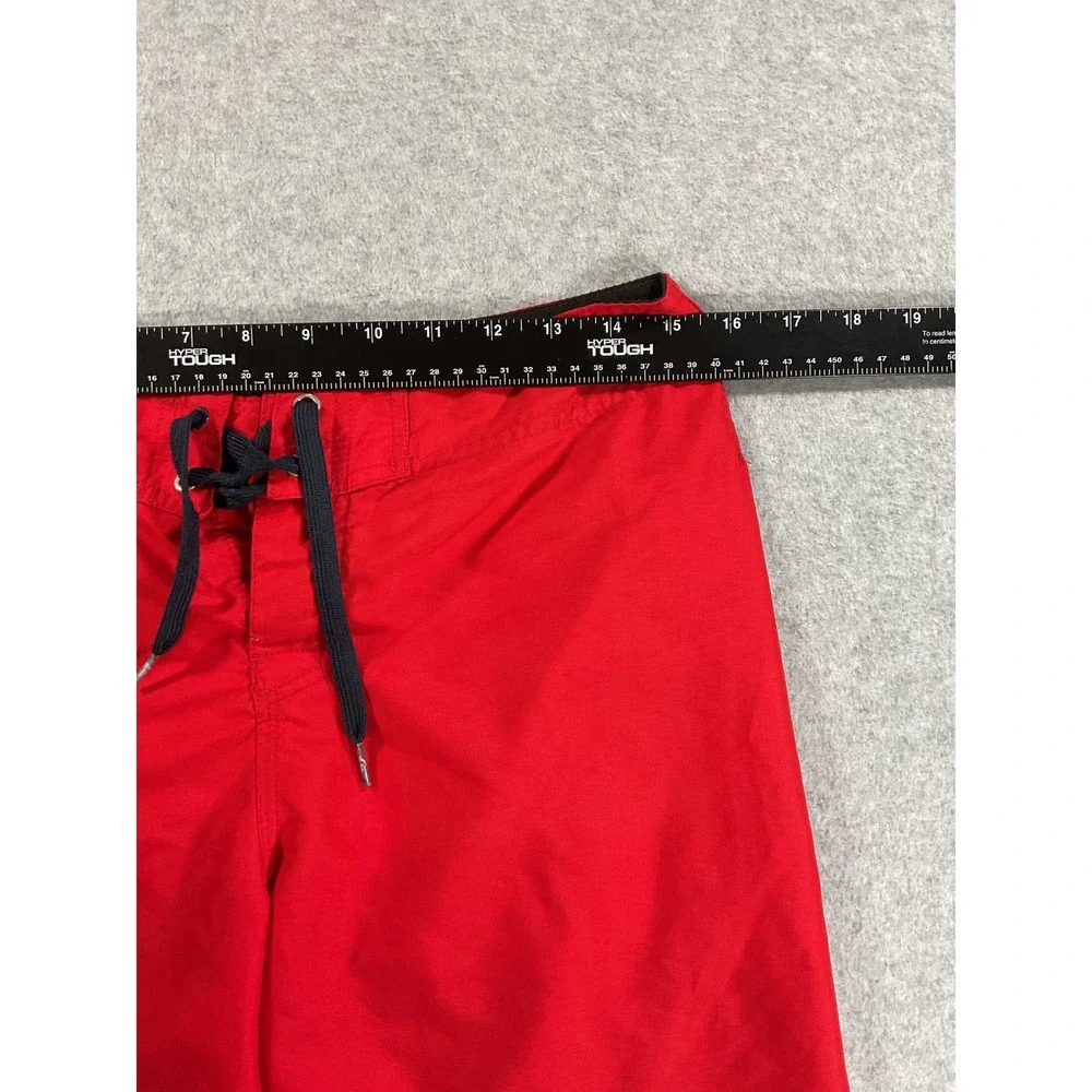 Quiksilver Mens Red Board Shorts Cargo Pocket Swim Trunks Size 31 Logo Surf 2403